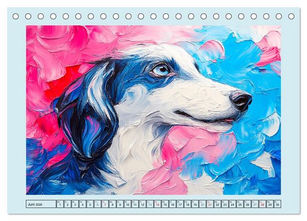 Produktbild: Hunde Paintings. Moderne Portraits in &Ouml;loptik (Tischkalender 2026 DIN A5 quer), CALVENDO Monatskalender