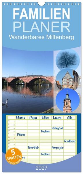 Produktbild: Familienplaner 2027 - Wanderbares Miltenberg mit 5 Spalten (Wandkalender, 21 x 45 cm) CALVENDO