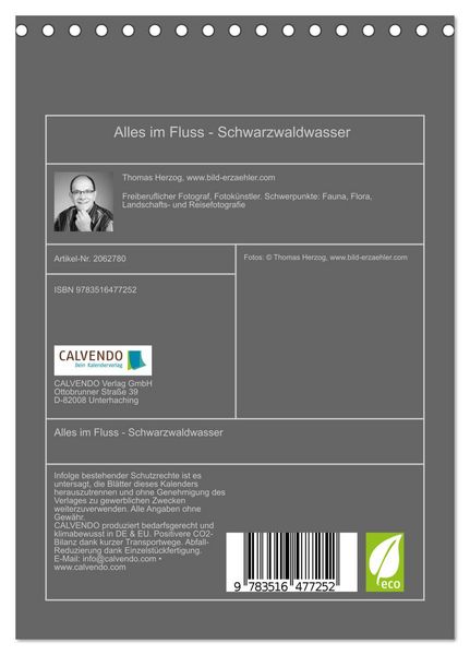 Produktbild: Alles im Fluss - Schwarzwaldwasser (Tischkalender 2026 DIN A5 hoch), CALVENDO Monatskalender