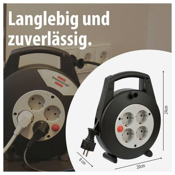 Produktbild: Brennenstuhl 1092200 Kabeltrommel 5.00m Schwarz Schutzkontakt-Stecker