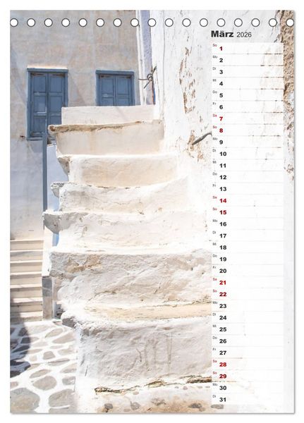 Produktbild: Bunte Treppen auf Mykonos - Reiseplaner (Tischkalender 2026 DIN A5 hoch), CALVENDO Monatskalender