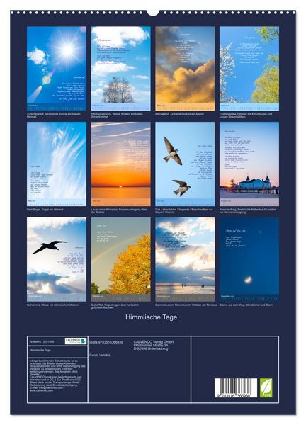Produktbild: Himmlische Tage (hochwertiger Premium Wandkalender 2026 DIN A2 hoch), Kunstdruck in Hochglanz