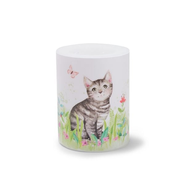 Kerze "Katze im Blumengarten"