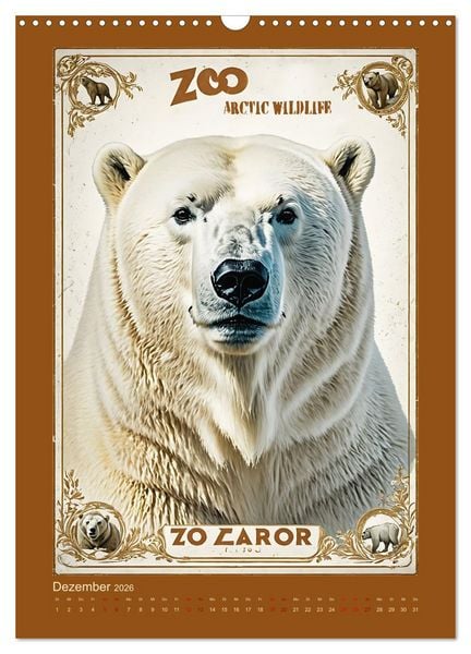 Produktbild: Zoo Vintage-Poster (Wandkalender 2026 DIN A3 hoch), CALVENDO Monatskalender