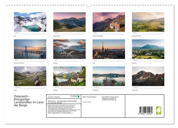 Produktbild: &Ouml;sterreich - Einzigartige Landschaften im Land der Berge. (hochwertiger Premium Wandkalender 2026 DIN A2 quer), Kunstdruck in Hochglanz