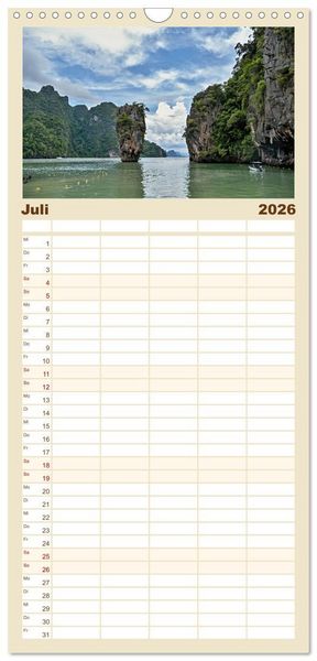 Produktbild: Familienplaner 2026 - Sehnsuchtsland Thailand mit 5 Spalten (Wandkalender, 21 x 45 cm) CALVENDO