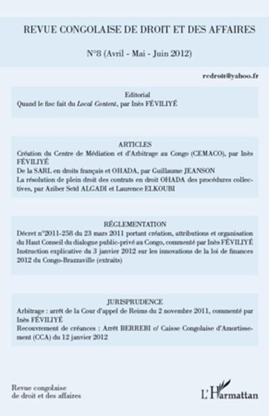 Produktbild: Revue congolaise de droit et des affaires 8