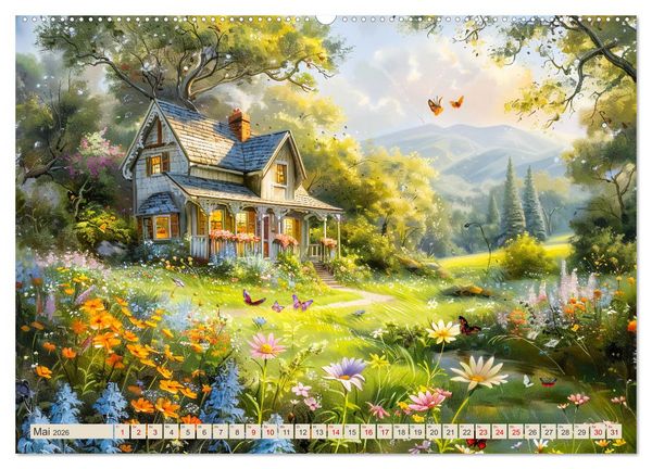 Produktbild: Kleine Cottages - Romantische Fantasieh&auml;uschen (Wandkalender 2026 DIN A2 quer), CALVENDO Monatskalender