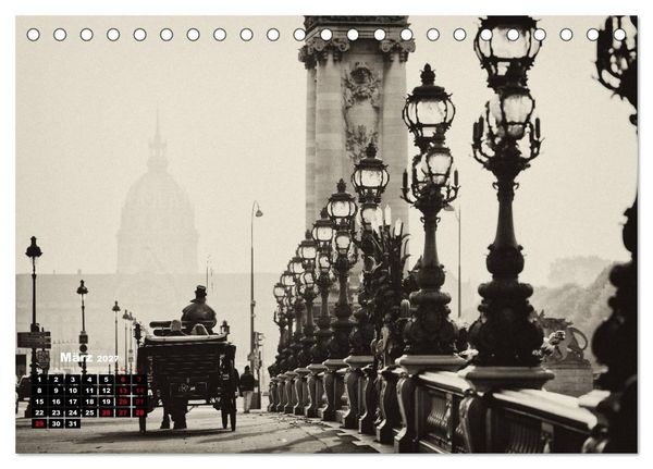 Produktbild: Paris-Impressionen in Schwarz-Wei&szlig; (Tischkalender 2027 DIN A5 quer), CALVENDO Monatskalender