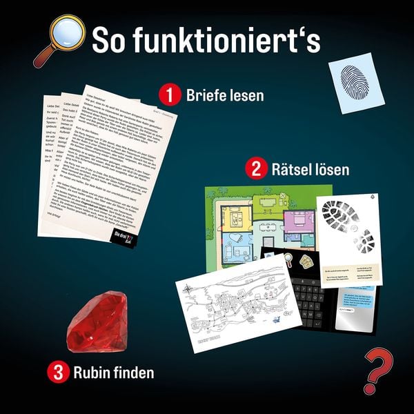 Produktbild: Rätselparty: Die drei Fragezeichen Kids - Jagd nach dem Rubin