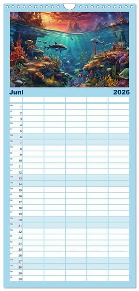 Produktbild: Familienplaner 2026 - Unten im Meer ist was los mit 5 Spalten (Wandkalender, 21 x 45 cm) CALVENDO