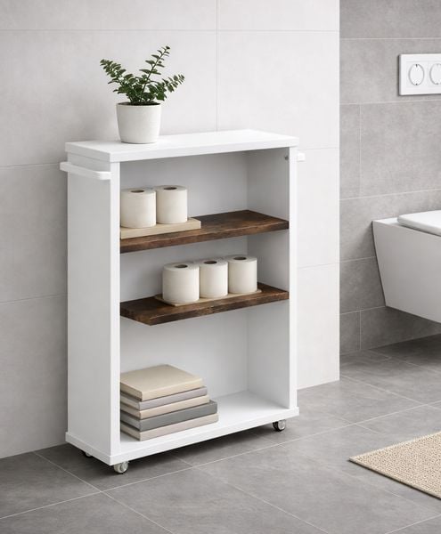 Produktbild: Holz Badschrank Nischenregal Nilari 61 x 20 x 45