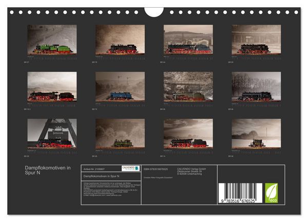 Produktbild: Dampflokomotiven in Spur N (Wandkalender 2026 DIN A4 quer), CALVENDO Monatskalender