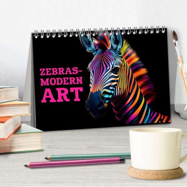 Produktbild: ZEBRAS - Modern Art (Tischkalender 2026 DIN A5 quer), CALVENDO Monatskalender