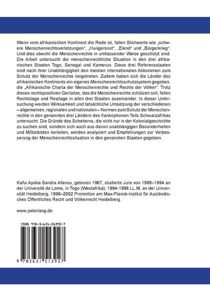 Produktbild: Der Menschenrechtsschutz in drei ausgew&auml;hlten frankophonen Staaten Afrikas: Togo, Senegal und Kamerun
