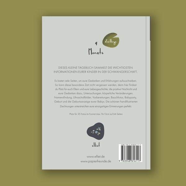 Produktbild: Schwangerschaftstagebuch - 9 Monate - Zwillinge - Schwan