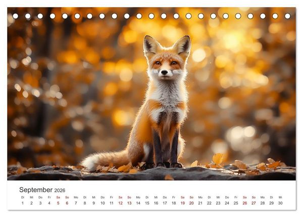 Produktbild: Wild und weich - Die zauberhafte Welt der Rotf&uuml;chse (Tischkalender 2026 DIN A5 quer), CALVENDO Monatskalender