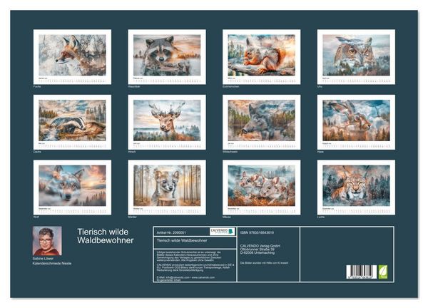 Produktbild: Tierisch wilde Waldbewohner (Wandkalender 2026 DIN A2 quer), CALVENDO Monatskalender