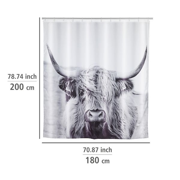 Produktbild: Duschvorhang Mod. Yak, Textil (Polyester), 180 x 200 cm, waschbar
