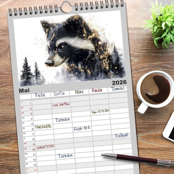 Produktbild: Familienplaner 2026 - W&auml;chter des Zauberwaldes mit 5 Spalten (Wandkalender, 21 x 45 cm) CALVENDO