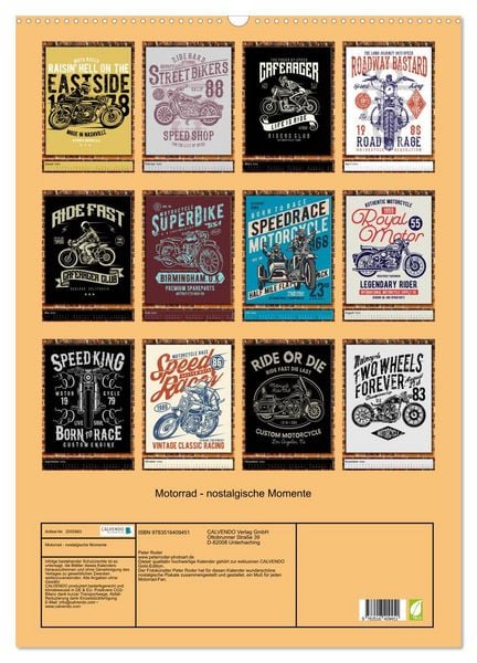 Produktbild: Motorrad - nostalgische Momente (Wandkalender 2026 DIN A2 hoch), CALVENDO Monatskalender