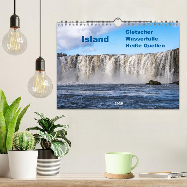 Produktbild: Island - Gletscher, Wasserf&auml;lle, Hei&szlig;e Quellen (Wandkalender 2026 DIN A4 quer), CALVENDO Monatskalender