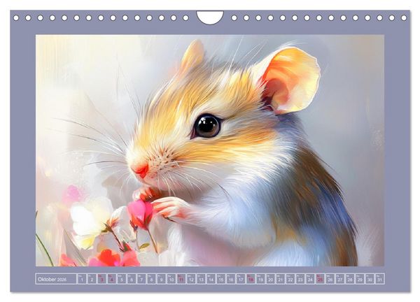 Produktbild: Nagergl&uuml;ck und Bl&uuml;tenzauber. Niedliche Tierchen im romantischen Stil (Wandkalender 2026 DIN A4 quer), CALVENDO Monatskalender
