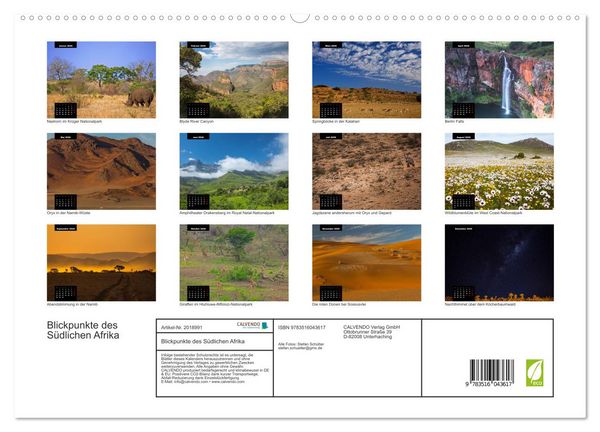 Produktbild: Blickpunkte des S&uuml;dlichen Afrika (hochwertiger Premium Wandkalender 2026 DIN A2 quer), Kunstdruck in Hochglanz