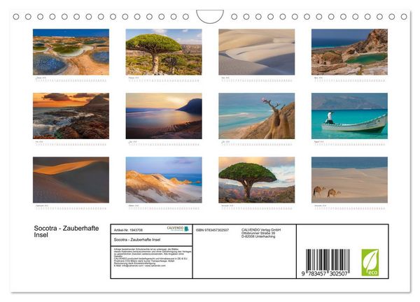 Produktbild: Socotra - Zauberhafte Insel (Wandkalender 2026 DIN A4 quer), CALVENDO Monatskalender