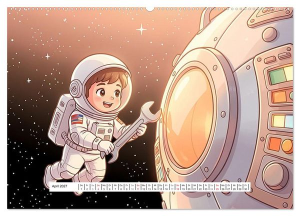 Produktbild: Kleine Astronauten (hochwertiger Premium Wandkalender 2027 DIN A2 quer), Kunstdruck in Hochglanz