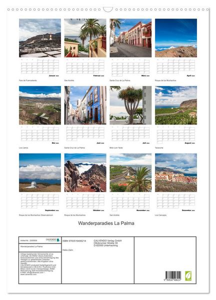 Produktbild: Wanderparadies La Palma (Wandkalender 2026 DIN A2 hoch), CALVENDO Monatskalender