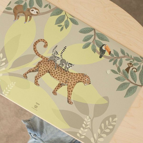 Produktbild: Scriptum Schreibtischunterlage f&uuml;r Kinder Jungel Tiere gr&uuml;n - 60 x 40 cm - aus premium Vinyl