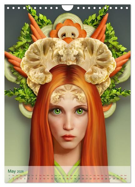 Produktbild: Food Fashion - surreal women's portraits with fruit and vegetable (Wall Calendar 2026 DIN A4 portrait), CALVENDO 12 Month Wall Calendar