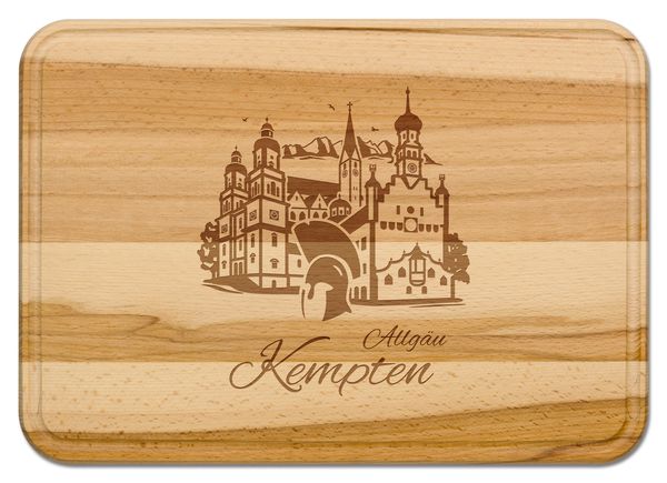 Produktbild: Buchenholz Schneidebrett 35x25cm, Motiv Kempten