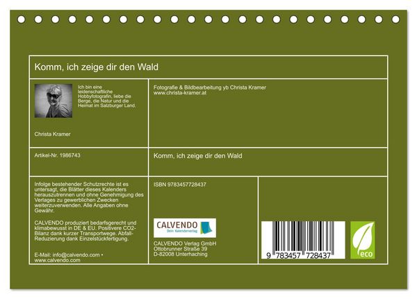 Produktbild: Komm, ich zeige dir den Wald (Tischkalender 2026 DIN A5 quer), CALVENDO Monatskalender