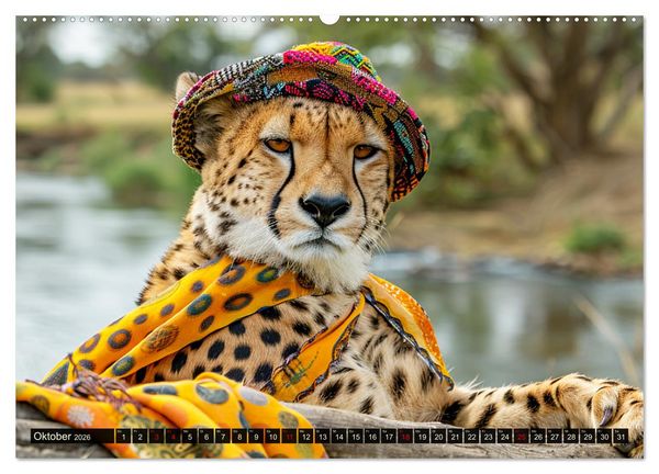 Produktbild: Savannen-Style. Stilvoller Raubkatzen-Chic (Wandkalender 2026 DIN A2 quer), CALVENDO Monatskalender