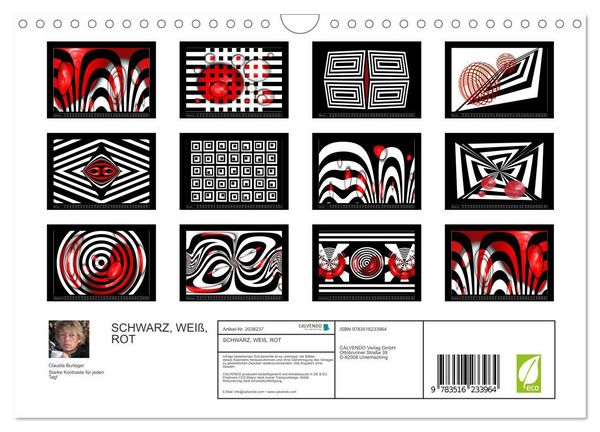 Produktbild: SCHWARZ, WEI&szlig;, ROT (Wandkalender 2026 DIN A4 quer), CALVENDO Monatskalender