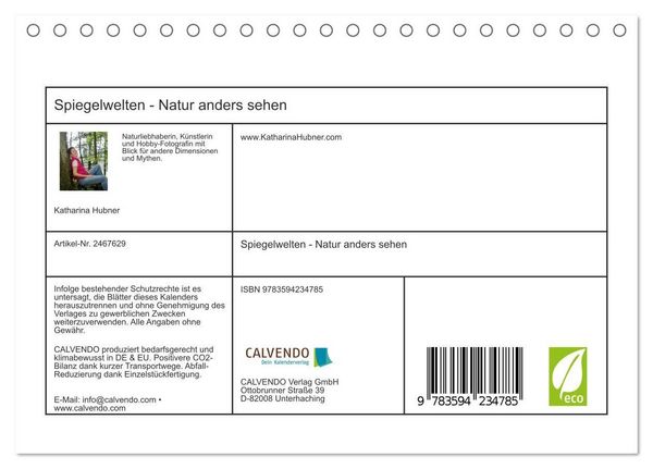 Produktbild: Spiegelwelten - Natur anders sehen (Tischkalender 2027 DIN A5 quer), CALVENDO Monatskalender