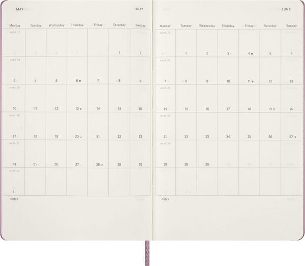 Produktbild: Moleskine 12 Monate Tageskalender 2027, Large/A5, 1 Tag = 1 Seite, fester Einband, Majest&auml;tisches Pink