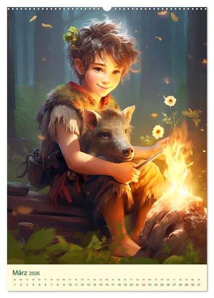 Produktbild: Im Zauberwald. Kleine Helden im magischen Druidenland (hochwertiger Premium Wandkalender 2026 DIN A2 hoch), Kunstdruck in Hochglanz