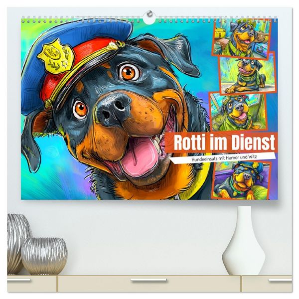 Produktbild: Rotti im Dienst. Hundeeinsatz mit Humor und Witz (hochwertiger Premium Wandkalender 2026 DIN A2 quer), Kunstdruck in Hochglanz