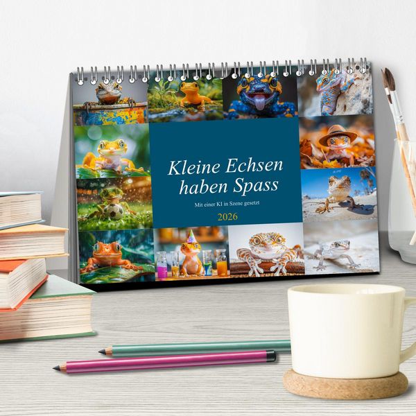 Produktbild: Kleine Echsen haben Spass (Tischkalender 2026 DIN A5 quer), CALVENDO Monatskalender
