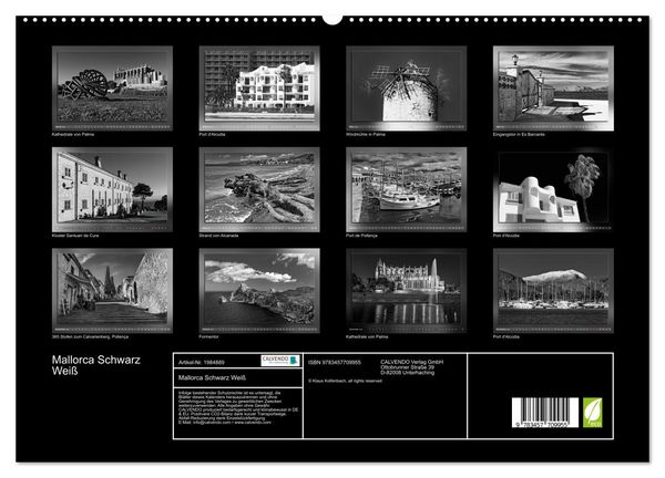 Produktbild: Mallorca Schwarz Wei&szlig; (hochwertiger Premium Wandkalender 2026 DIN A2 quer), Kunstdruck in Hochglanz