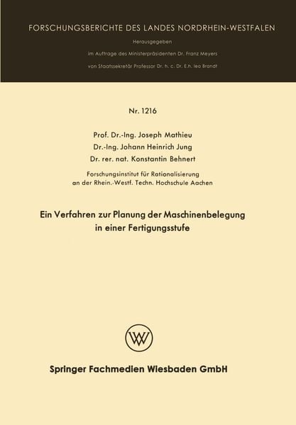 Produktbild: Ein Verfahren zur Planung der Maschinenbelegung in einer Fertigungsstufe