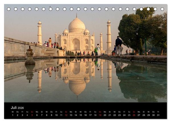 Produktbild: Indien, vom Taj Mahal zur W&uuml;ste Thar (Tischkalender 2026 DIN A5 quer), CALVENDO Monatskalender