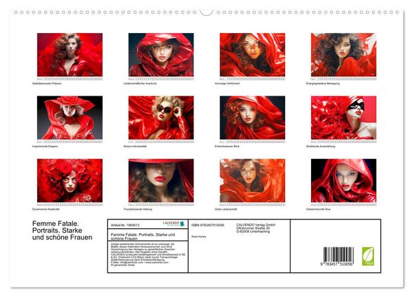 Produktbild: Femme Fatale. Portraits. Starke und sch&ouml;ne Frauen (hochwertiger Premium Wandkalender 2026 DIN A2 quer), Kunstdruck in Hochglanz