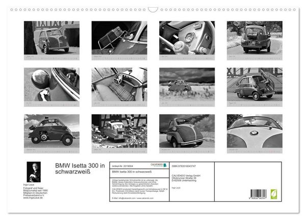 Produktbild: BMW Isetta 300 in schwarzwei&szlig; (Wandkalender 2026 DIN A2 quer), CALVENDO Monatskalender