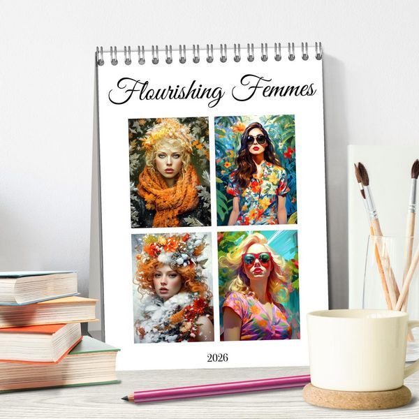 Produktbild: Flourishing Femmes (Desk Calendar 2026 DIN A5 portrait), CALVENDO 12 Month DeskCalendar