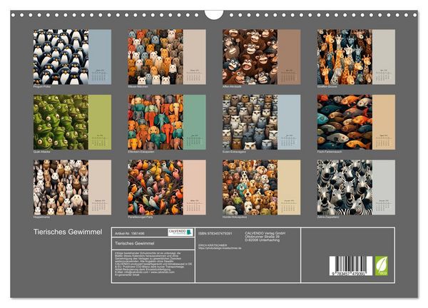 Produktbild: Tierisches Gewimmel (Wandkalender 2026 DIN A3 quer), CALVENDO Monatskalender