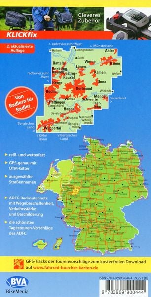 Produktbild: ADFC-Regionalkarte radrevier.ruhr Ost, 1:50.000, mit Tagestourenvorschlägen, reiß- und wetterfest, E-Bike-geeignet, GPS-Tracks Download